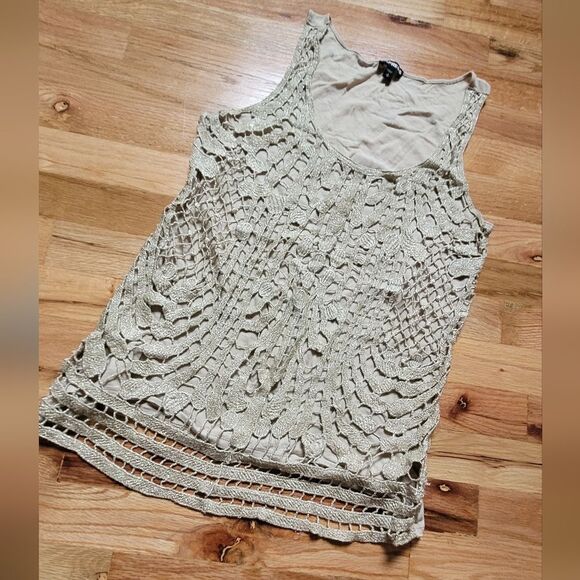 Express Boho Crochet-Vibe Lace Tank Top Lined Small 1920s - Picture 5 of 5